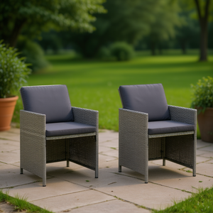 <b>Grey</b> Pe Rattan Garden Chairs Steel <b>Frame</b> Outdoor Furniture Contemporary Design Durable Stylish Set Of 4 - Product Image 2