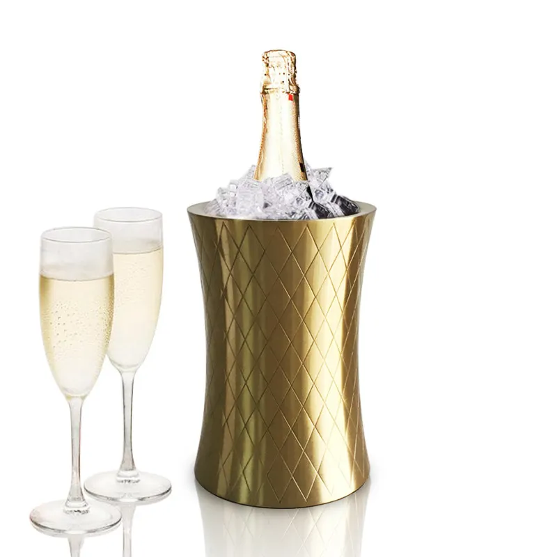באיכות גבוהה חדש 2L זהב Slim מותניים צורת מבודד יין בקבוק ילר זוגי קירות נירוסטה יין קרח דלי