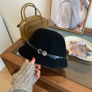 Cappello <span class=keywords><strong>da</strong></span> <span class=keywords><strong>pescatore</strong></span> <span class=keywords><strong>da</strong></span> donna in poliestere con fibbia, stile giapponese, semplice, invernale, con tesa piccola, a corona rotonda, che snellisce il viso - Product Image 2