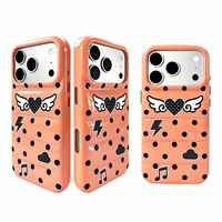 Coque de téléphone jaune Y2K à pois pour iPhone, motif aile, cœur, éclair, note de musique, nuage, antichoc, protection intégrale