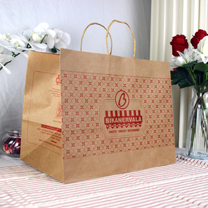 Bolsas de Papel Kraft Biodegradables Personalizadas al por Mayor, Color Rosa y Blanco, para Regalos y Compras, con Asas Retorcidas - Product Image 6