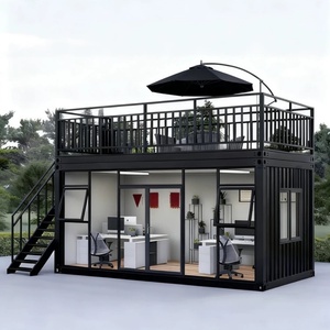 Oficina Modular de un Solo Nivel en Contenedor <span class=keywords><strong>con</strong></span> <span class=keywords><strong>Terraza</strong></span> en el Techo, Cabina Prefabricada <span class=keywords><strong>con</strong></span> Fachada de Vidrio, Espacio de Trabajo, Sala de Estar, Plataforma, Unidad Comercial - Product Image 3