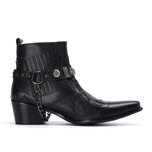 <span class=keywords><strong>Botas</strong></span> de Cuero de Media Caña Estilo Punk para <span class=keywords><strong>Hombre</strong></span> con Cierre de <span class=keywords><strong>Cremallera</strong></span> Lateral y Suela de Goma para Otoño/Invierno - Product Image 3