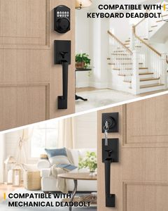 Juego de Manijas para <span class=keywords><strong>Puerta</strong></span> Principal de Villa en Negro Mate, Diseño Moderno, Palanca Reversible, Control Táctil Ambidiestro, Fácil de Usar en Hoteles y Apartamentos - Product Image 2