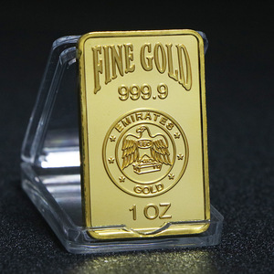 Alta calidad de doble cara Rose Souvenir Hierro Latón 1 OZ Sólido Chapado en oro Meca Bar Lingote - Product Image 3