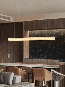 Nueva mesa de comedor de alabastro, barra LED, candelabro lineal largo, tira de mármol minimalista moderna, luz rectangular - Product Image 4