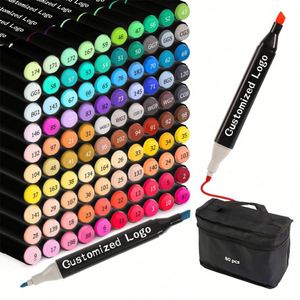 Stylos à alcool pour manga, croquis, 80/120/168 couleurs, marqueurs d'art, dessin, non toxiques pour enfants - Product Image 1