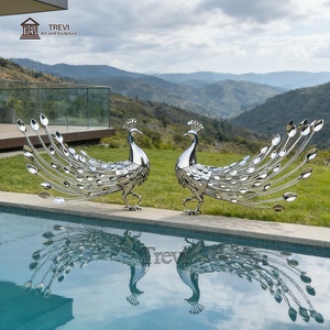 Statua d'Arte in Metallo TREVI Grande Scultura di <span class=keywords><strong>Pavone</strong></span> in Acciaio Inossidabile per Decorazione Esterna a Bordo Piscina - Product Image 5