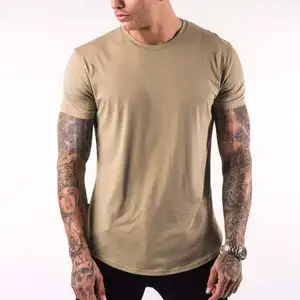 Vêtements de fitness et de sport en coton décontracté de qualité Hiqh t-shirt pour hommes de grande taille t-shirt personnalisé uni coupe ajustée pour hommes