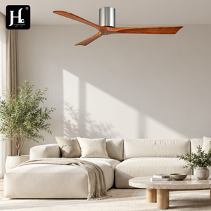 Ventilador de Techo Minimalista de 3 Aspas con Acabado Blanco y Madera Clara para Decoración de Dormitorios, Salas de Estar y Espacios Modernos - Product Image 1