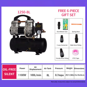 Compresseurs d'air électriques portables chinois bon marché de 1,5 CV, 8 L, 220 V à entraînement direct pour la <span class=keywords><strong>peinture</strong></span> au <span class=keywords><strong>pistolet</strong></span> - Product Image 1