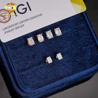 Boucles d'oreilles en or véritable 10K avec diamants CVD de laboratoire taille émeraude, certifiés IGI, à fermoir à vis, pour bijouterie fine