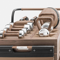 Chariot de rangement de luxe en noyer pour équipement de fitness, chariot de gym privé à domicile avec sac de rangement en cuir pour villa, hôtel, organisateur d'entraînement
