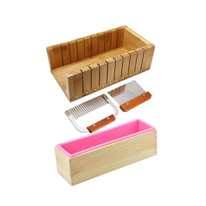 Đầu Riser xà phòng làm cắt khuôn Kit với Silicone khuôn + hộp gỗ + gỗ Cutter khuôn + thẳng lượn sóng thép không gỉ cắt - Product Image 2