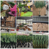 Prix d'usine, grande plante artificielle en plastique en forme de feuilles de cocotier, palmier vert en pot pour la décoration de la maison, du balcon ou du bureau