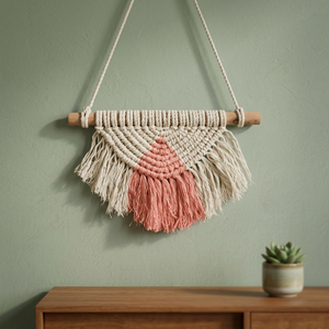 Estante de Pared de Diseño Nórdico PNM Modern Art Deco, Hecho a Mano con Correas de Algodón y Macramé, para el Hogar y la Sala de Estar, Agradecimiento - Product Image 3