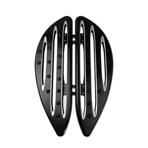 Repose-pieds avant pour moto Harley Softail Road Street Ultra Glide King, pédaliers noirs chromés - Product Image 1