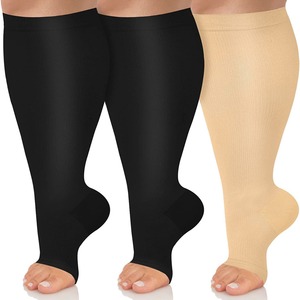 Cổ phiếu cộng với kích thước nén vớ mới rắn màu giản dị bê áp lực thể thao vớ dệt kim Phi Hành Đoàn Kích thước 2XL 3XL 4XL - Product Image 4