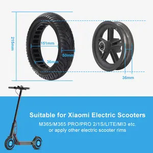 Rodas de pneu sem câmara de ar, rodas sólidas de favo de mel de 8.5 polegadas para scooter elétrico xiaomi m365/pro 8 1/2 2, peças de reposição de pneus de borracha