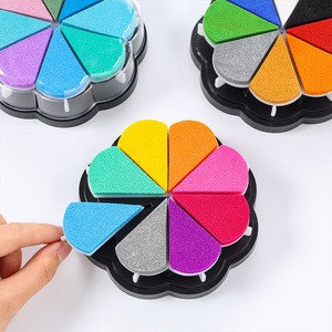 8pcs in Colourful Detachable 8 Colours Petal Water Drop <strong>Stamp</strong> <strong>Pad</strong> Office Special Silicone Sealing Clay Diy Handbook Rubber <strong>Stamp</strong> - Product Image 2