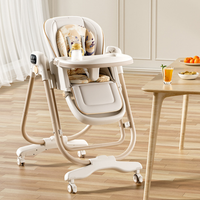 Chaise haute pour bébé avec repose-pieds réglable, vente chaude, chaise haute pour bébé avec roulettes, pliable, chaise haute de luxe pour bébé avec double plateau
