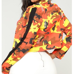 Chaqueta Vaquera Corta de Mezclilla para Mujer, Color Naranja Camuflaje, de Alta Calidad, al por Mayor - Product Image 6