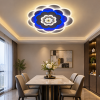 Lampu Plafon LED Zhongshan Gaya Bunga Biru Dua Lapis dengan Kelopak Hitam dan Bingkai Biru serta Pusat Bunga Putih Bulat