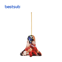 BestSub H033 Atacado 2020 Decoração de Casa 3inch' Sino Cerâmica Sublimação de Cerâmica Pendurado Enfeite De Natal Para A Árvore