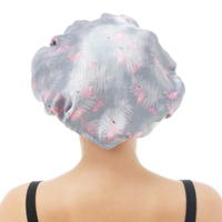 GTOP Vente en gros Logo personnalisé Grande taille Double couche imperméable Satin Bonnets de douche Bonnet de bain Cheveux PE Bonnet pour femmes