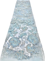 Tissu en dentelle douce de luxe à sequins et perles marron pour robes de mariée et broderies