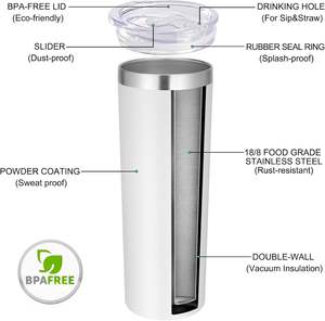 Gobelet de sublimation vierge à double paroi 20 oz, en métal, droit et étroit, pour fêtes - Product Image 3