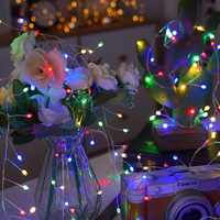 Guirlandes lumineuses solaires à brancher, LED, fil de cuivre, étanches, colorées, avec télécommande, IP65, décorations