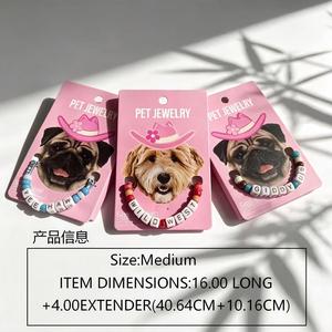 Western Style Alphabet Beaded Pet Collar American Retro <b>Dog</b> Decor Necklace Adjustable Pet Jewelry For Medium <b>Dogs</b> - Product Image 2