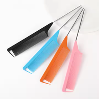 Peigne à cheveux en ABS rose doré avec logo personnalisé Lisseur à dents larges avec poignée en métal Peigne commun à usage domestique