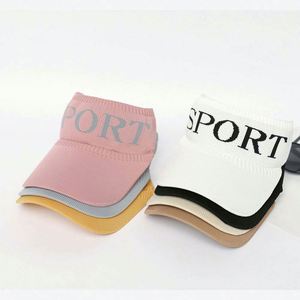 Factory Direct Hot Sale Summer Knitted Letter Sun Visor Hat Women's Casual Breathable Comfort Striped Outdoor Sports Cap - Product Image 1