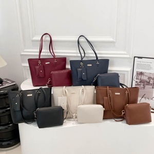 Spring New Korean Style Large Capacity <b>Tote</b> Bag Simple Handbag With <b>Zip</b> Closure Three-piece PU Shoulder Bag - Product Image 1