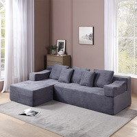 Canapé-lit d'angle modulable de luxe en velours, style Mid-Century Modern, ultra-doux, avec éponge compressée, petit et confortable