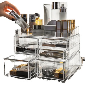 Transparent Cosmetic Storage Box Desktop Drawer Type 18L Acrylic Makeup Organizer for <b>Dressing</b> <b>Table</b> and Dorm <b>Room</b> - Product Image 4
