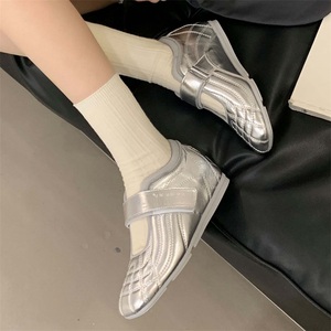 <b>Comfortable</b> Silver High Heel Pumps Square Heel Casual <b>Work</b> Single <b>Shoes</b> Height Increasing Feature for Everyday Use - Product Image 6