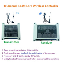 Module de relais de commutateur IO sans fil 8CH 433M Lora Remote Controller Feedback pour Smart Home PTZ