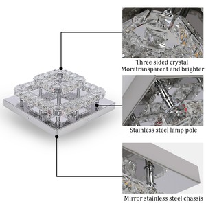 Plafonniers LED pour couloir et chambre à coucher avec cristal K9, 24W, 3 couleurs changeantes, plafonniers modernes encastrés - Product Image 2