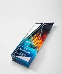 Nuevo trofeo de cristal de color de alta calidad personalizado, premio al equipo, artesanías conmemorativas de negocios