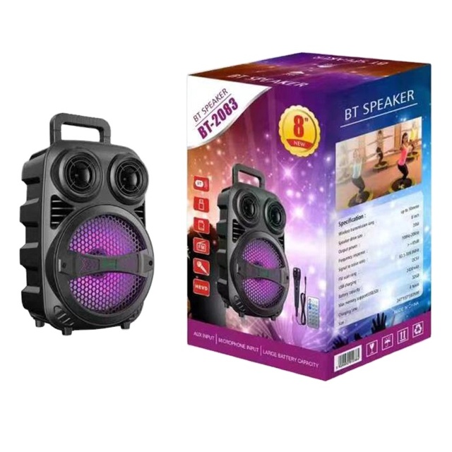 Wireless BT Portable Karaoke BT2083 8inch Big Bluetooth Speaker 2020 Top Seller