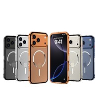 Funda para Teléfono con Marco Magnético de Metal y Parte Trasera Transparente de PC, con Hebilla Elástica y Cierre a Presión, para iPhone 17 Pro Max 16, Cubierta Protectora de Aluminio