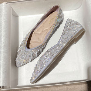 Vente chaude grande taille strass luxe perle sans lacet mocassins bureau dame mocassins Sepatu <span class=keywords><strong>2022</strong></span> chaussures plates pour femmes - Product Image 3