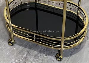 Carrito de acero inoxidable dorado de lujo, carrito móvil para té y pasteles KTV, carrito comercial para Hotel, carrito de copas PARA CENA DE BODA con rueda - Product Image 5