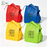 Sac à lunch isotherme personnalisé avec logo imprimé, fermeture à cordon, en tissu non tissé, avec fermeture éclair, pour promotion et cadeaux