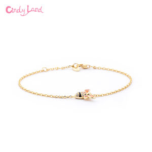 2024 Wholesale Fashion 925 Sterling <b>Silver</b> 18K Gold Plated Bee <b>Charm</b> <b>Bracelets</b> with Zircon Main Stone Ladies' Jewelry Gift - Product Image 2