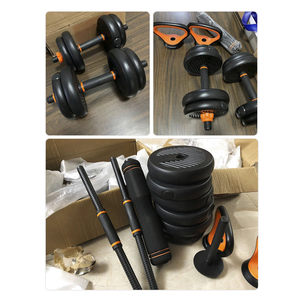Barre de musculation écologique 4-en-1 réglable, ensemble d'haltères de 15 kg, barre de musculation noire avec poignée antidérapante, kettlebell - Product Image 5