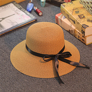Femmes Loisirs Voyage en plein air Ladies Beach Sun Hat Bowknot Straw Hat - Product Image 5